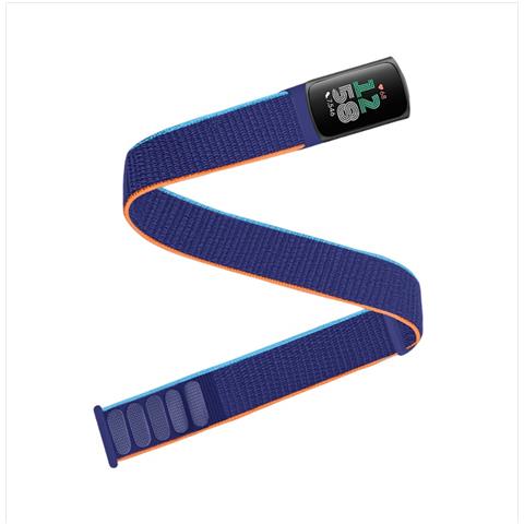Cinturino In Nylon Compatibile Con Fitbit Charge5/6, Fascia Da Braccio Con Chiusura A Strappo, Resistente All'acqua E Traspirante, Colore Blu Scuro Blue - Foto 2