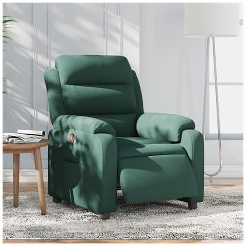 Poltrona Elettrica Reclinabile Verde Scuro in Vera Pelle - Foto 2