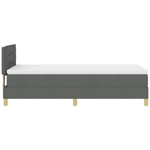 Letto con Rete a Molle e Materasso Grigio Scuro 90x200 cm in Tessuto - Foto 9
