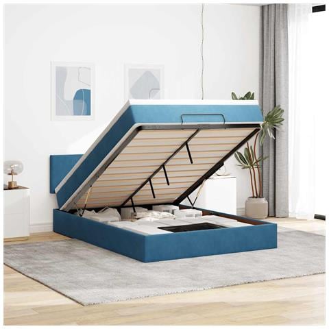 Struttura Letto Pouf con Materasso 140x190 cm in Velluto - Foto 2