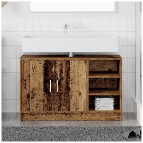 Mobiletto per Lavabo Legno Invecchiato 90x29x55 cm Legno Ingegnerizzato - Foto 2
