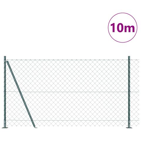 Recinzione in rete metallica con 7 pali flangiati 1,2x10 m Acciaio zincato - Foto 2