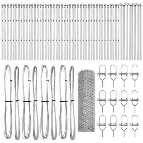 Recinzione Esagonale 0.6x100 m Acciaio Zincato, Pali per Recinzione 13 pz Ø32 mm 100 cm Acciaio Zincato - Foto 1