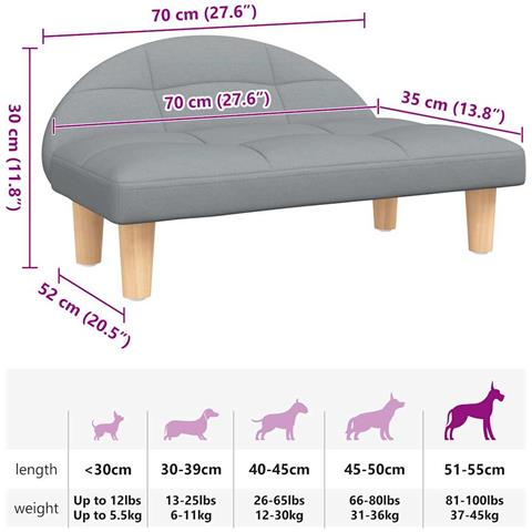 Lettino per Cani Grigio Chiaro 70x52x30 cm in Tessuto - Foto 7