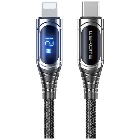 Cavo Usb-c A Lightning Pd 20w 1m Sakin Schermo Digitale E Ricarica Rapida, Nero / Argento - Foto 1