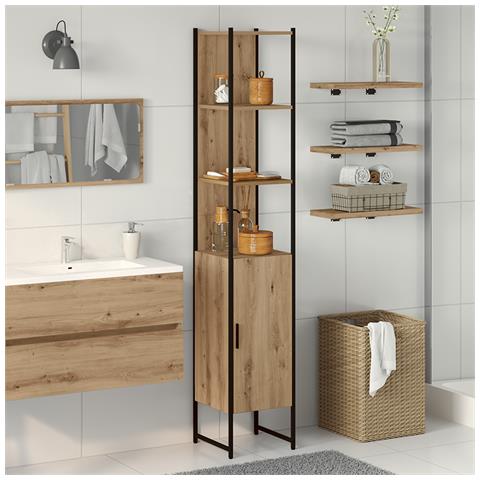 Armadio da bagno Rovere Artigianale 33x33x185,5 cm Legno ingegnerizzato - Foto 2