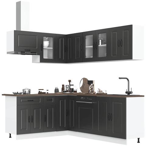 Set Mobili da Cucina 11 pz Kalmar Neri Legno Multistrato - Foto 2