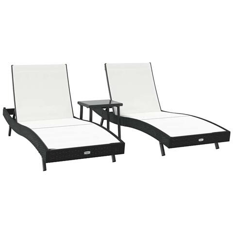 Lettini prendisole 3 pcs Nero e Bianco 40 x 40 x 40.5 cm - Foto 1