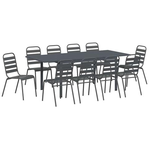 Set da Pranzo per Giardino 11 pcs Antracite Acciaio - Foto 1