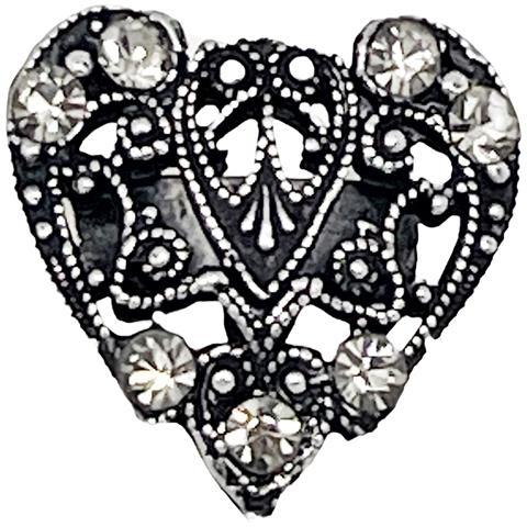 Anello Vintage Con Cuore E Cristallo Di Diamante Nero In Argento Anticato - Foto 2