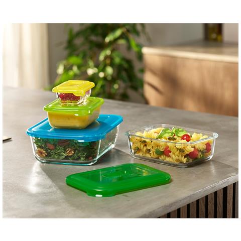 Joseph Joseph Nest™, Set Di 4 Contenitori In Vetro Impilabili Con Coperchi Ermetici, Capacità Da 230 Ml A 1,85 L, Adatti Al Microonde E Alla Lavastoviglie. - Foto 2