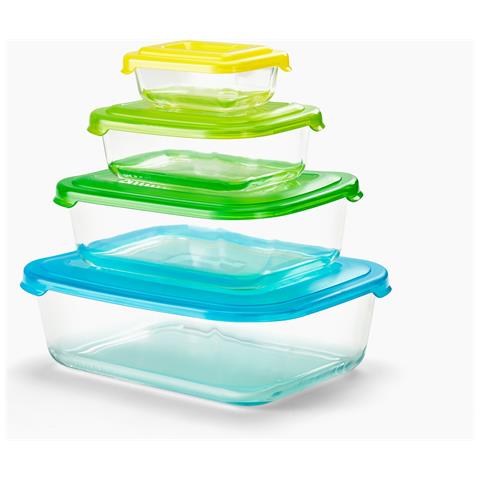 Joseph Joseph Nest™, Set Di 4 Contenitori In Vetro Impilabili Con Coperchi Ermetici, Capacità Da 230 Ml A 1,85 L, Adatti Al Microonde E Alla Lavastoviglie. - Foto 1