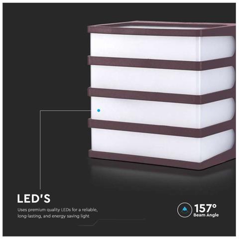 Lampada LED da Muro a Lanterna 8W Moderna Colore Marrone 4000K IP65, colore Brown - Foto 4