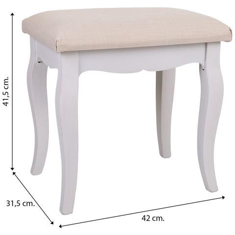 Panchina In Legno Bianco 42x31,5x41,5 - Foto 6
