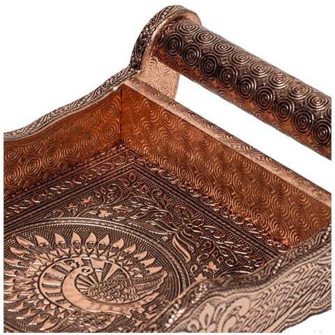 Vassoio In Metallo Goffrato Color Rame 25x13x6h - Foto 6