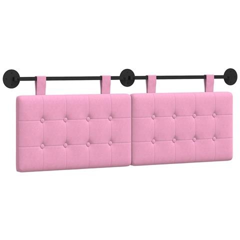 Testata appesa Montaggio a parete Rosa 130 x 55 x 5 cm Tessuto - Foto 1