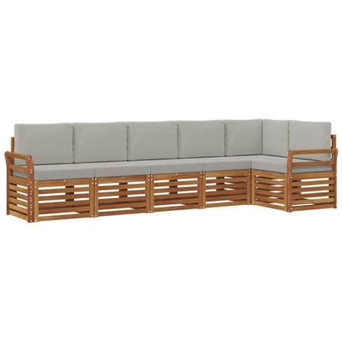 Set divani con cuscino 6 pcs Grigio Naturale e Chiaro - Foto 1