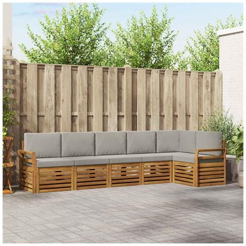 Set divani con cuscino 6 pcs Grigio Naturale e Chiaro - Foto 2