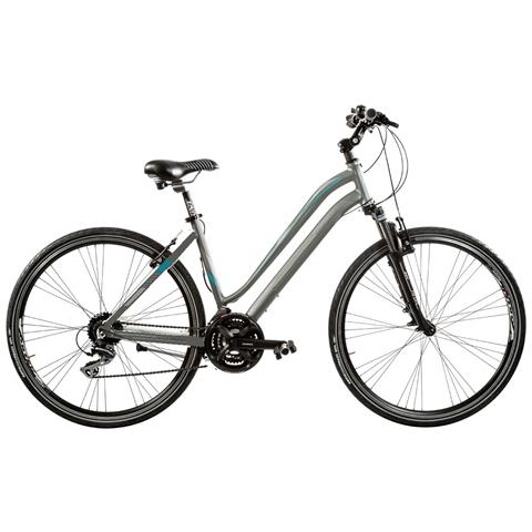 Bici Da Donna Ibrido Misura 28 Linea Aura Bicicletta Con Cambio Acera 24v Telaio In Alluminio Forcella Ammortizzata - 44 Titanio Opaco Azzurro - Foto 1