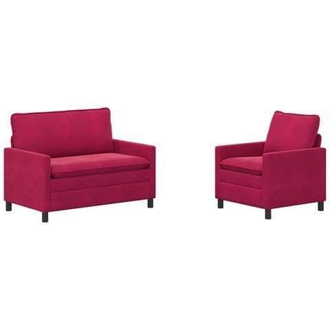 Set di divani 2 pcs Rosso Vino Velluto - Foto 1