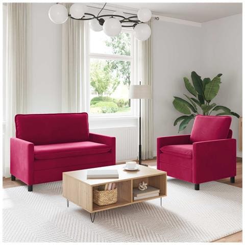 Set di divani 2 pcs Rosso Vino Velluto - Foto 2