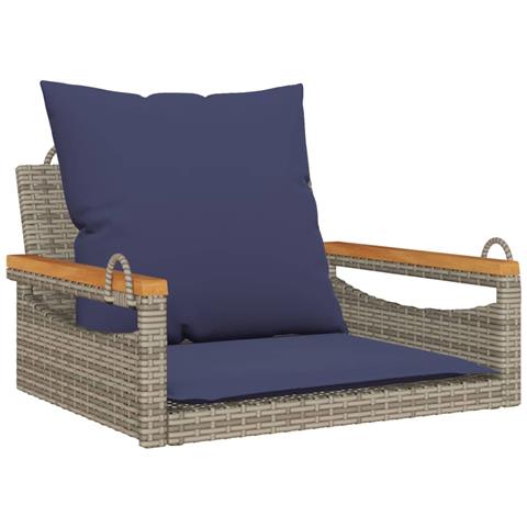 Panchina Dondolo con Cuscini Grigia 63x62x40 cm in Polyrattan - Foto 1