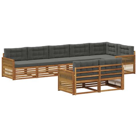 Set di divani da esterno con cuscino 8 pcs Naturale e Antracite - Foto 1
