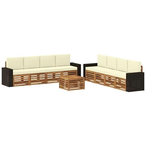 Set divani con cuscino 9 pcs Legno di Acacia Massello - Foto 1