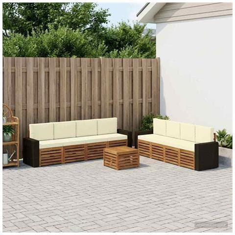 Set divani con cuscino 9 pcs Legno di Acacia Massello - Foto 2