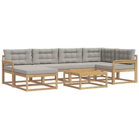 Set di divani da esterno 7 pcs Bianco e Grigio Chiaro - Foto 1