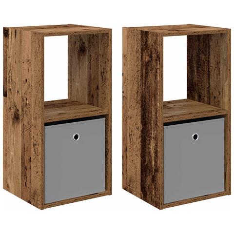 Comodino con cassetto 2 pcs Legno vecchio 35 x 32 x 68,5 cm - Foto 1