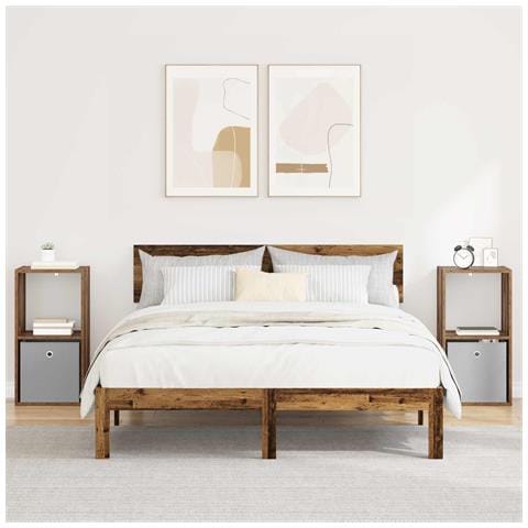 Comodino con cassetto 2 pcs Legno vecchio 35 x 32 x 68,5 cm - Foto 2