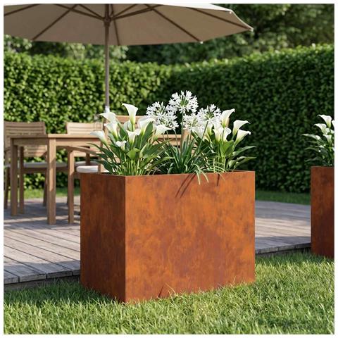 Vaso da giardino Ruggine 60 x 40 x 50 cm Acciaio Corten - Foto 2