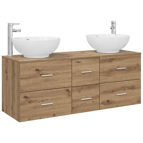 Set di mobili per il bagno 3 pz Rovere Artigianale - Foto 1