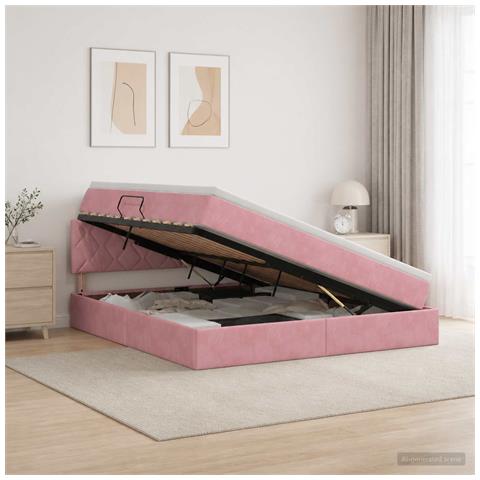 Letto con Contenitore con testiera Rosa 180 x 200 cm Velluto - Foto 2