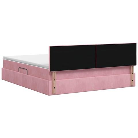 Letto con Contenitore con testiera Rosa 180 x 200 cm Velluto - Foto 9