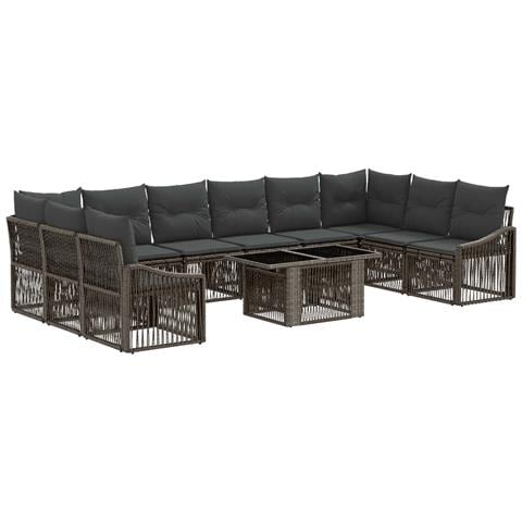 Set Divano da Giardino 11 pz Grigio e Grigio Scuro polyrattan - Foto 1