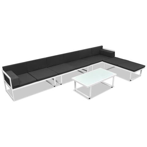 Divano da Giardino Set 17 pz Textilene Alluminio Nero e Bianco - Foto 1