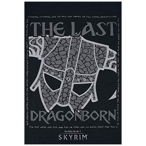 V - Skyrim - The Last Dragonborn Uomo T-shirt Nero Xxl 100% Cotone Regular - Foto 2