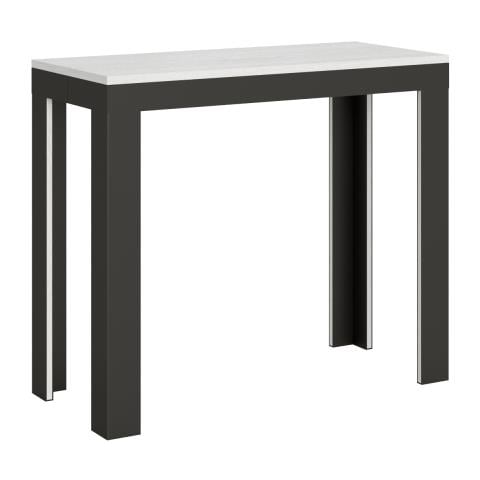 Consolle Allungabile 90x40/196 Cm Linea Small Evolution Telaio Antracite - Cemento - Foto 1