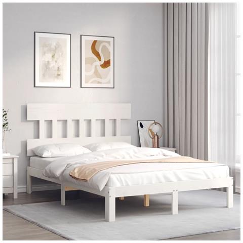 Giroletto Con Testiera Bianco 140x200 Cm In Legno Massello - Foto 3