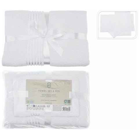 Set Di Asciugamani Essentials Bianco (3 Pezzi) - Foto 1