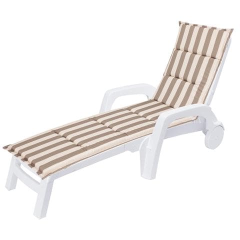 Cuscino Per Lettino Da Giardino, Facile Da Montare, Fodera Per Cuscino Per Lettino Da Giardino, Cuscino Per Sedia A Sdraio - Lunghezza 182 Cm, Larghezza 42 Cm - Beige Con Strisce - Foto 1