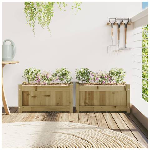 Fioriere Da Giardino 2 Pz In Legno Di Pino Impregnato - Foto 3