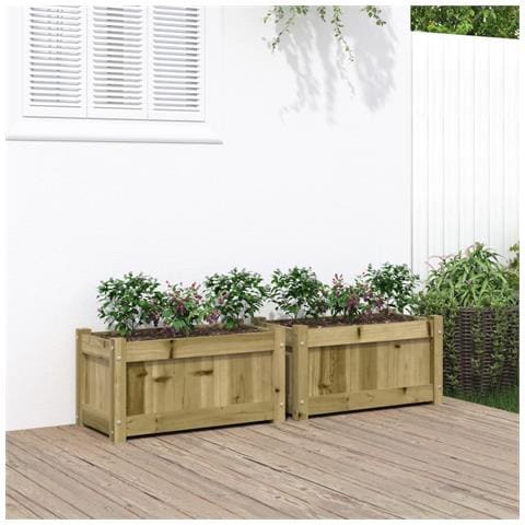 Fioriere Da Giardino 2 Pz In Legno Di Pino Impregnato - Foto 1