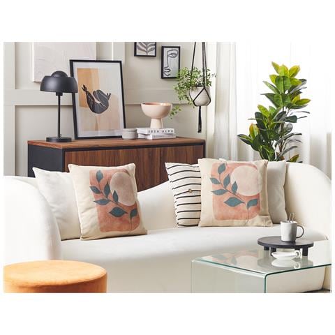 Set Di 2 Cuscini Calliopsis 45 X 45 Cm Bianco Trama Astratta - Foto 1