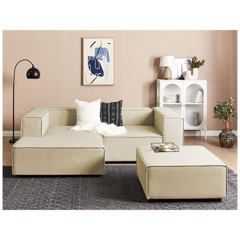 2 Posti Aprica Lino Sintetico Beige Con Ottomana Lato Destro - Foto 1