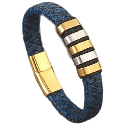 Bracciale Da Uomo Con Polsino In Pelle Pu Intrecciata Blue - Foto 1