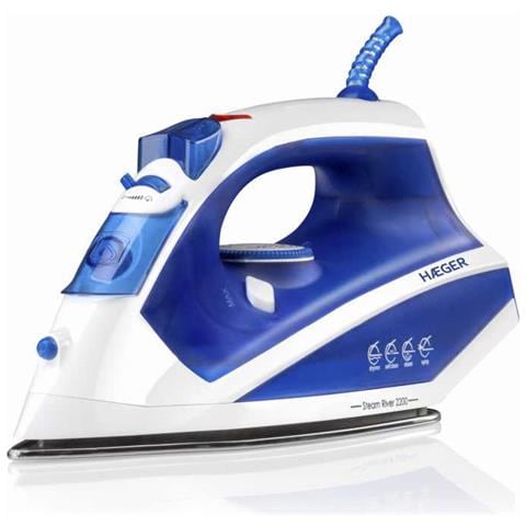 Ferro da Stiro aSecco e a Vapore Steam River 2200 Piastra Acciaio Inossidabile Potenza 2200 W Colore Blu / Bianco - Foto 1