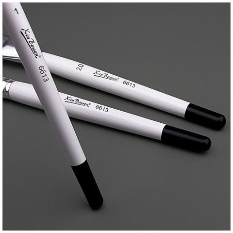 Set Di 3 Pennelli Corti In Legno Per Pittura A Olio White - Foto 2